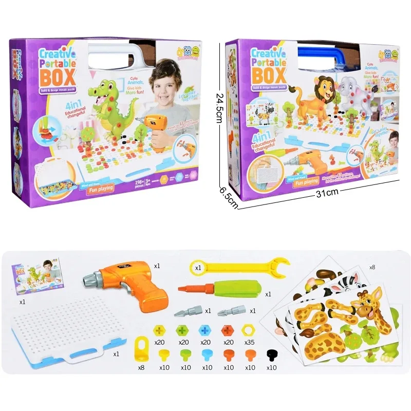 Pädagogisches STEM Spielzeug Kreative Bau Spielzeug Kit Zusammengebaut DIY Spielset Kinder Bohrmaschine Spielzeug Für Jungen Mädchen Geschenk