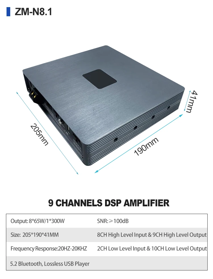 31 EQ Bands 9CH High Level & 10CH Low Level DSP Amplifier Korean Car Amplifier Sound Processor 8 Channel Subwoofer Amplifier DSP