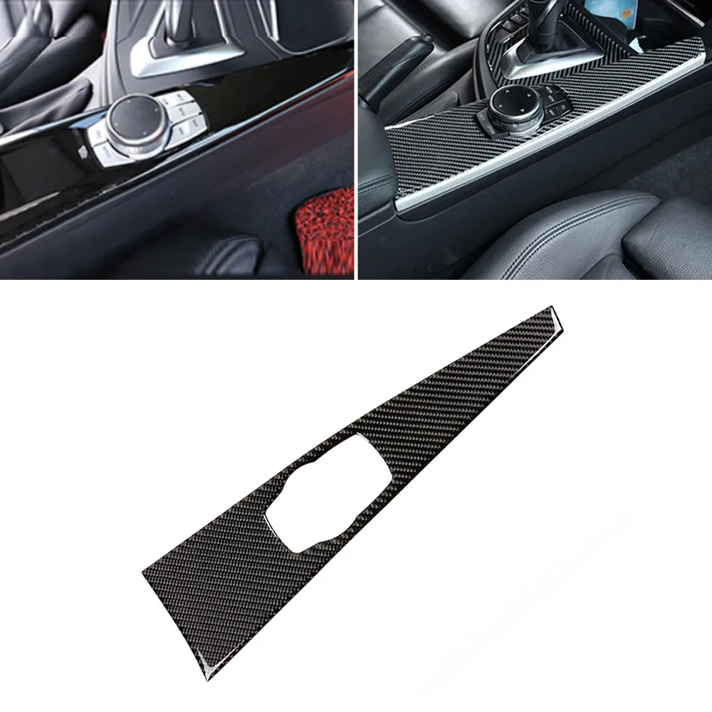 Real Carbon Fiber Car Interior Center Multi Media Panel Cover Trim For BMW 3 4 Series 3GT F30 F31 F32 F34 2013 - 2018 LHD