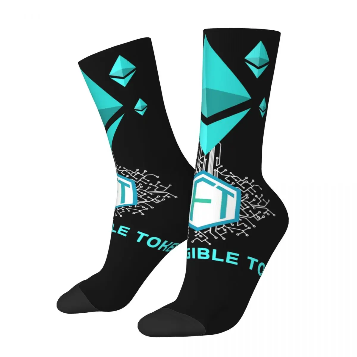 Funny Crazy compression Cryptocurrency Blockchain Sock for Men Hip Hop Harajuku NTF Non-fungible Token Happy Seamless Crew Sock