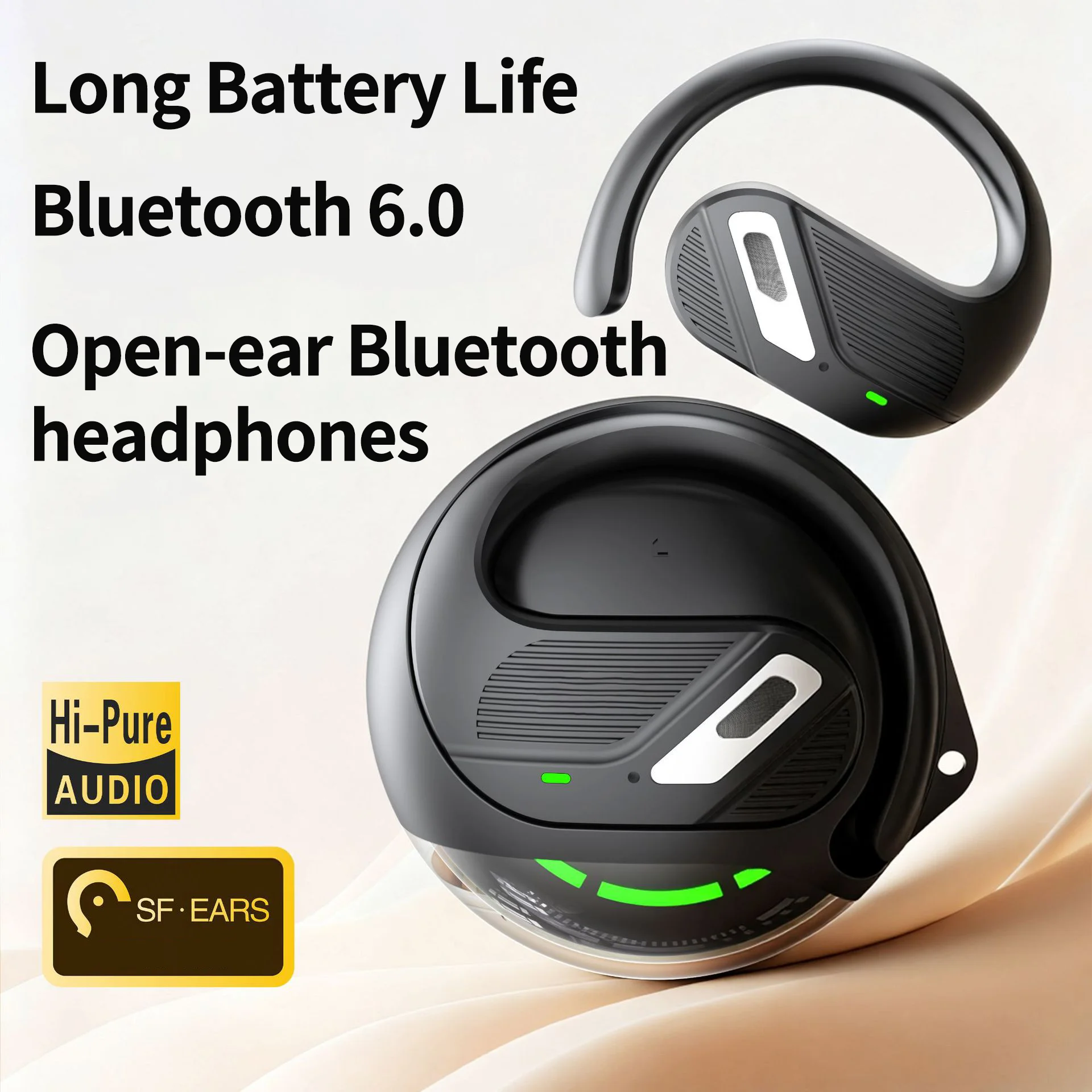 

New Bluetooth Earphones With Long Battery Life, Running, Sports, Gaming, Low Latency, Call Noise Reduction Open Style Headphone
