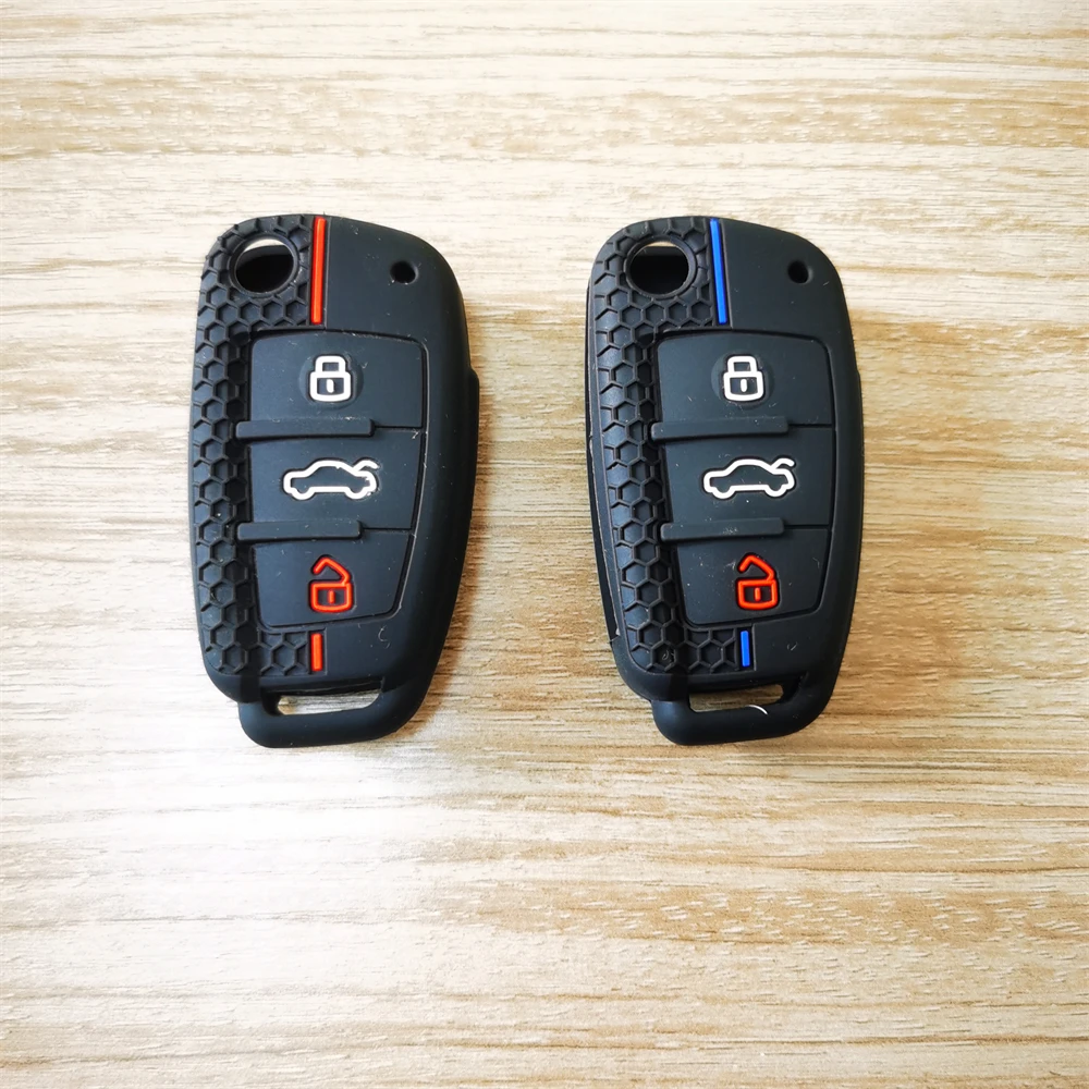 Silicone Key Case Cover Shell for Audi A4 B7 A6 C6 4f 8v A3 8p A1 A3 Accessories Auto Remote Key Holder 3 Button Jacket