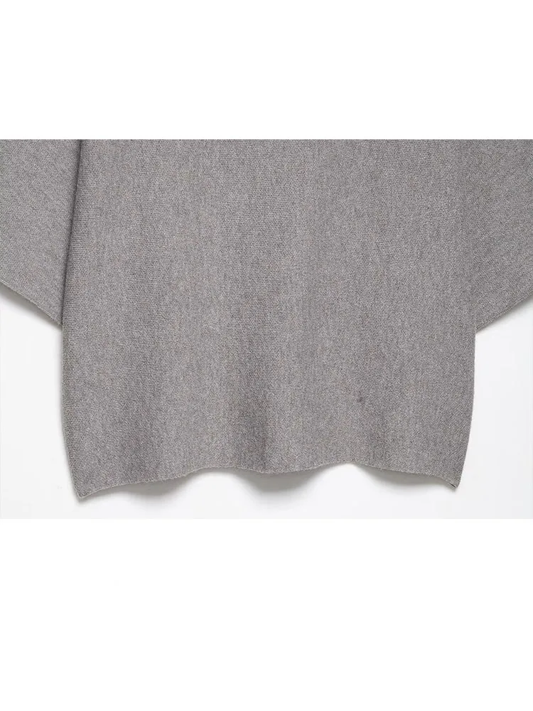 HH Mulheres Outono Casual Saia Ternos Assimetria Flip Collar Mangas Compridas Pulôver Suéter + Cintura Elástica Saia Midi de Malha