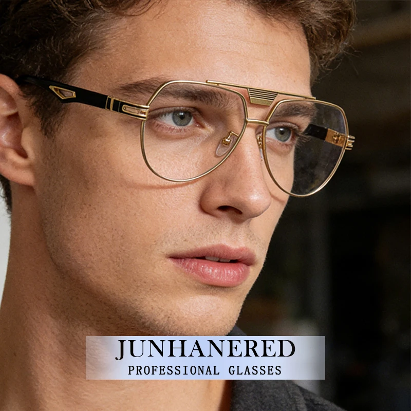 

Brand Design Man Custom Optical Eyeglass Personality Fashion Double-beam Toad-Shaped Frame Photochromic Anti Blue Light Glasses