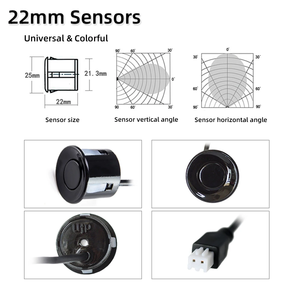 HIPPBQCC Kit de Sensor de aparcamiento para coche, 4 sensores, zumbador, 22mm, Radar de respaldo inverso, indicador de alerta de sonido, sistema de sonda, 12V, Envío Gratis