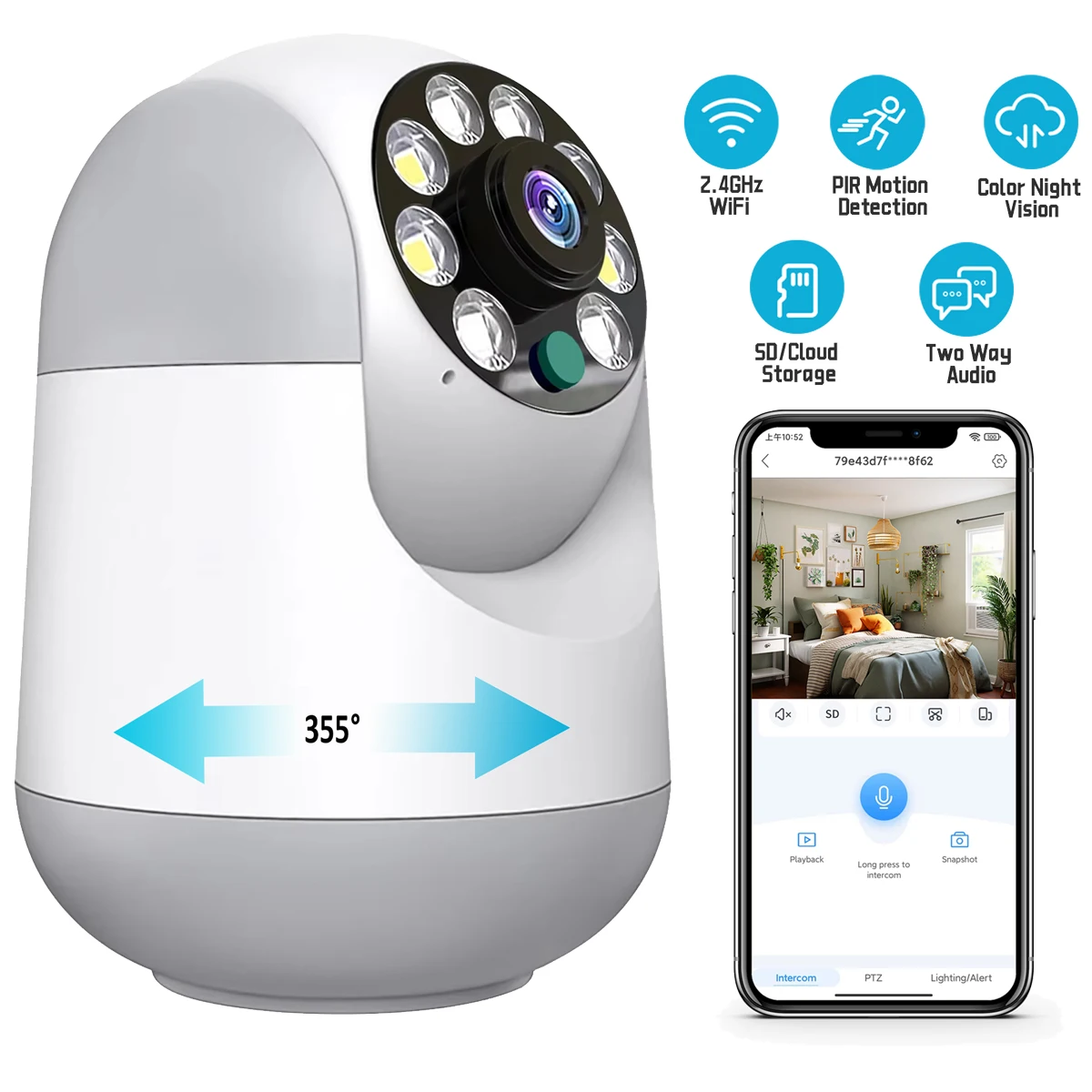 

2K HD Baby Monitor Camera Audio PTZ IP Camera Indoor Home Wireless Auto Tracking CCTV Surveillance Camera Security Pet Elder