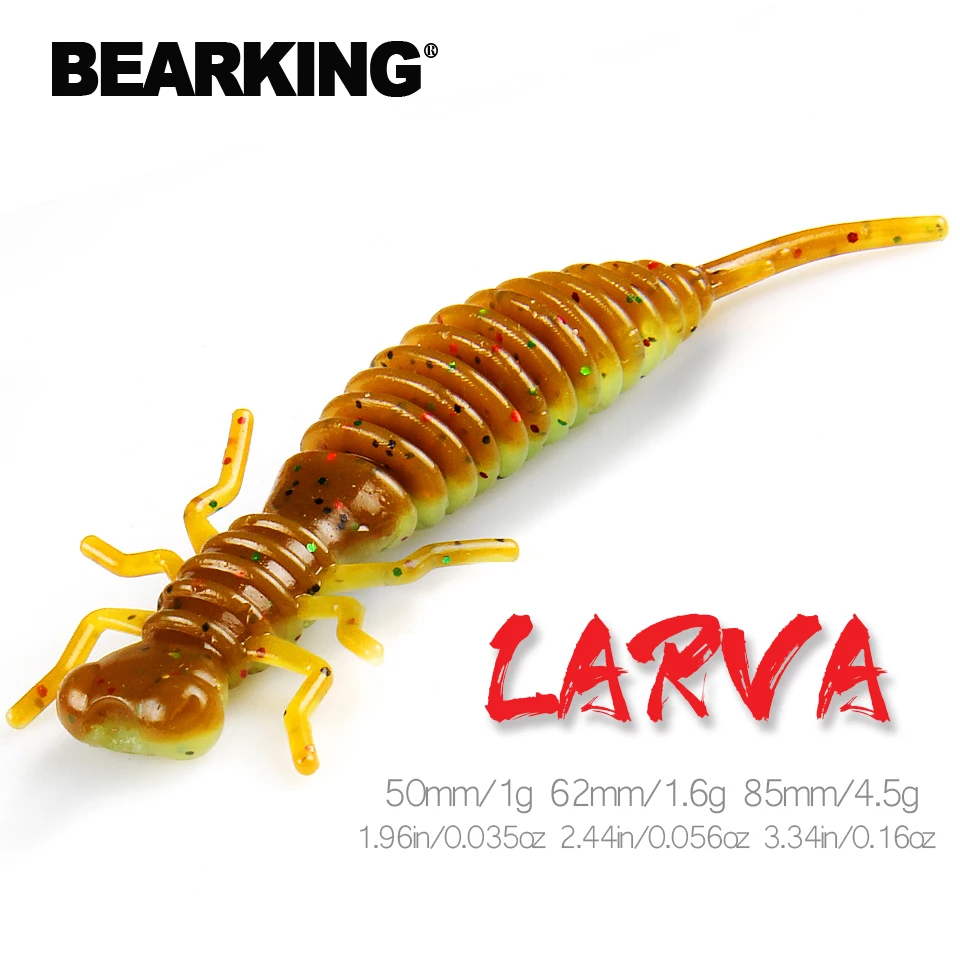 BEARKING Larva Soft Lures 50mm 62mm 85mm Fishing Artificial Lures Silicone Bass Pike Minnow Swimbait Jigging Plastic Baits Worm