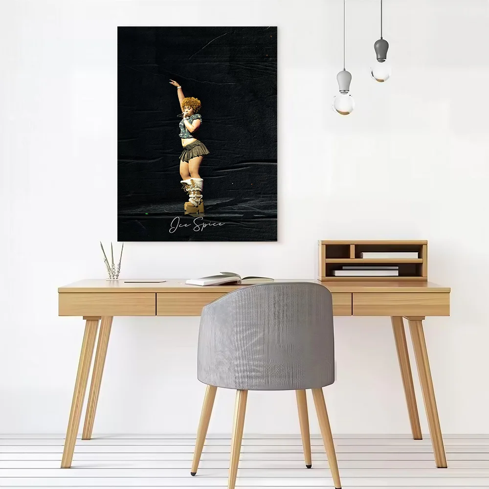 Ice Spice Performing on Stage Printed Canvas Wall Art Customizable Paintings Poster Perfect Gift for Home Decor Ornaments Mural