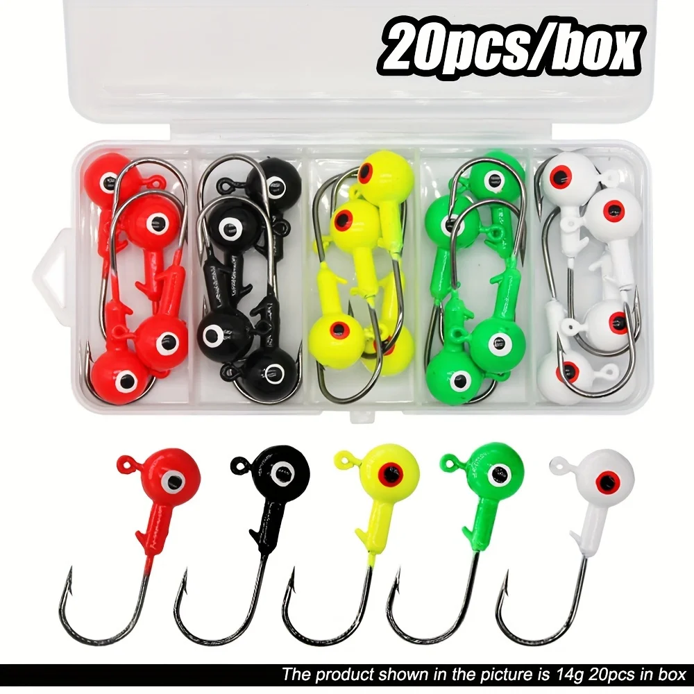 20-teiliges Set Bleikopf-Angelhaken, Süßwasser- und Salzwasser-Angelhaken für Barsch, Crappie, Forelle, Panfisch