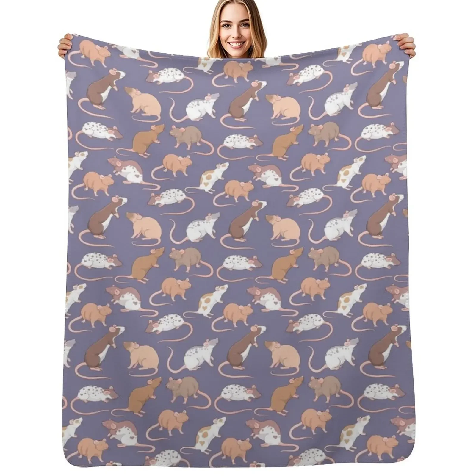 

Cute rattie rats against a slate grey background by Whimsicolourart Throw Blanket decorative Comforter Designers Blanket