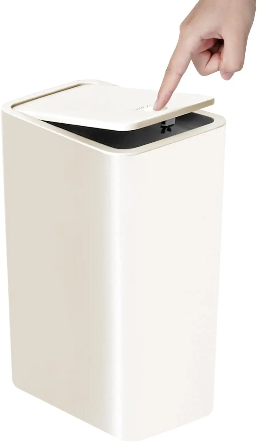 

Slim Trash Can with Pop-Up Lid, 2.6 Gallon for Bathroom, Kitchen, Office