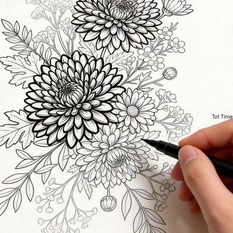 A Mandala/Flower Zen Painting Copy and Coloring Graffiti Album, Multiple Themes, 24 Different Patterns, Provides Inner Peace image 5