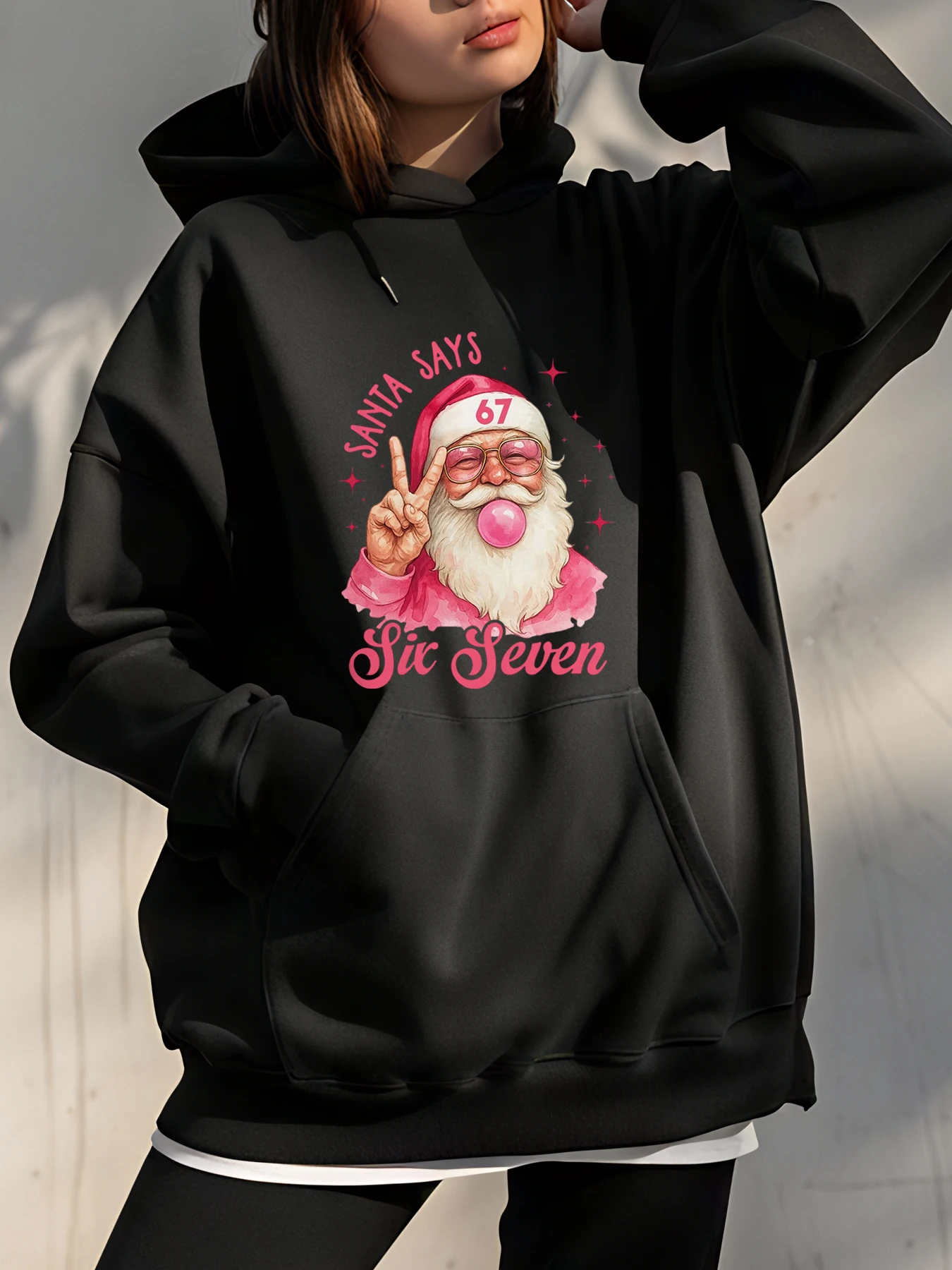

Толстовка с принтом Санта-Клауса, рождественский подарок, женская повседневная толстовка, праздничная модная уличная одежда для женщин