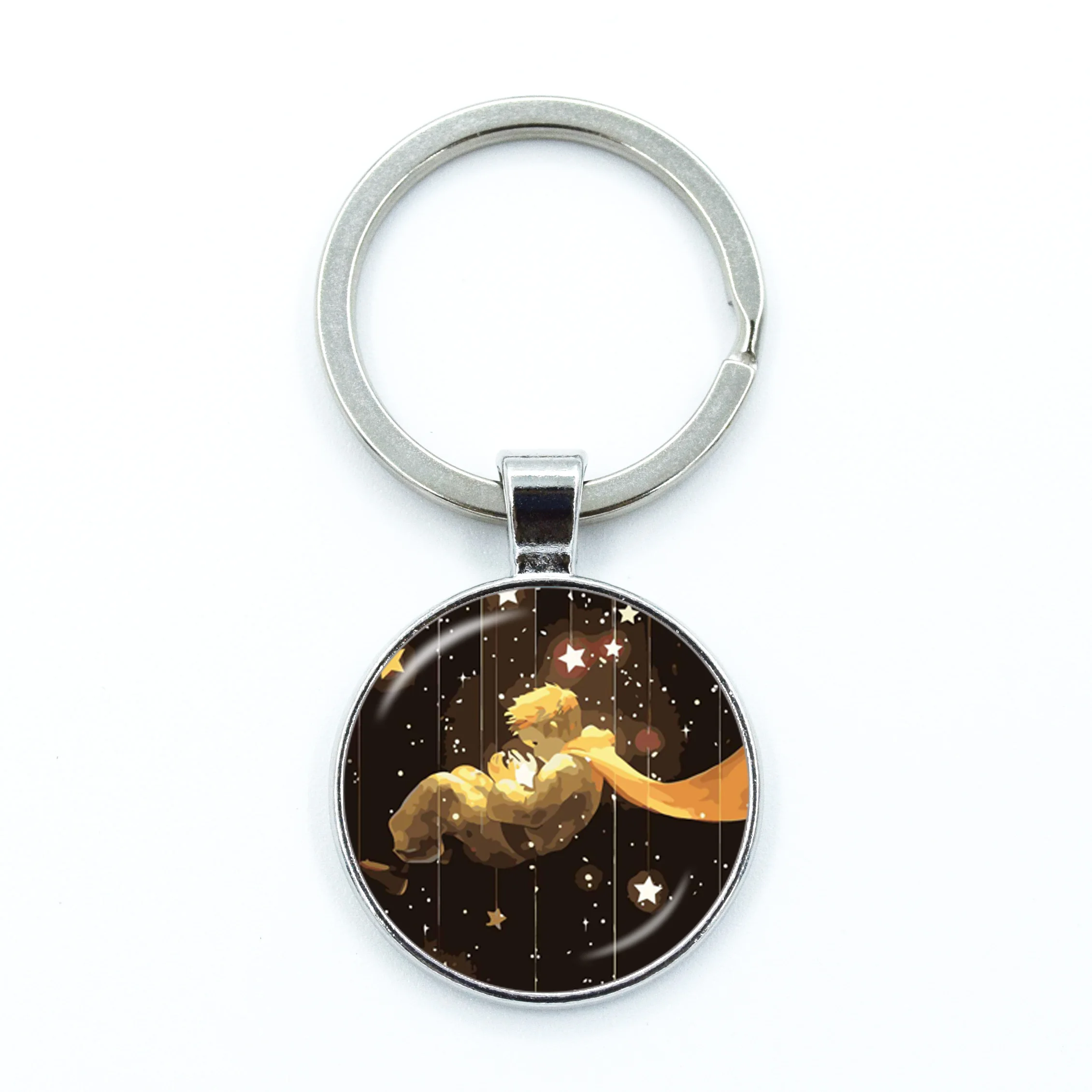 New Little Prince Metal Keychains Time Stone Glass Pendant Creative Gift Key Chain Fashion Charm Keychain Accessories Gift