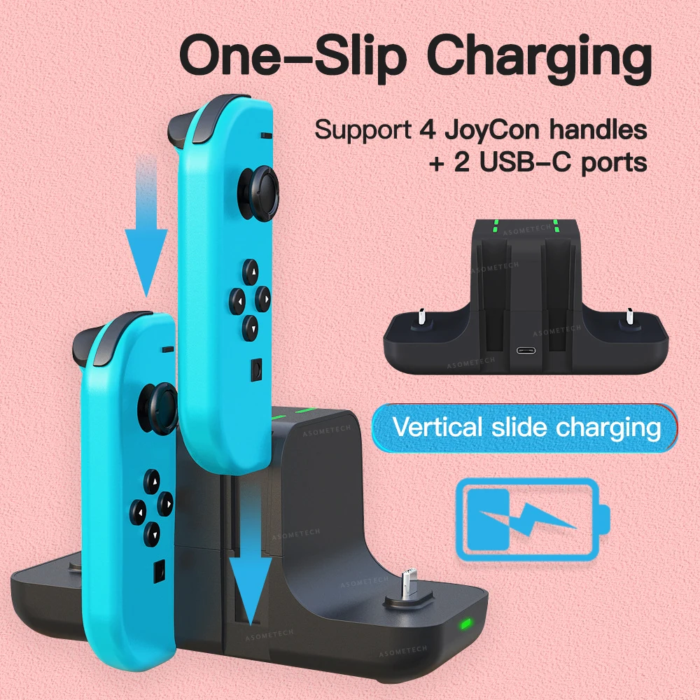 6 in 1 Charging Dock for Nintendo Switch Console Joy-con Controller Gamepad Charger Dock Station DC5V/2A Charge Stand NS Switch