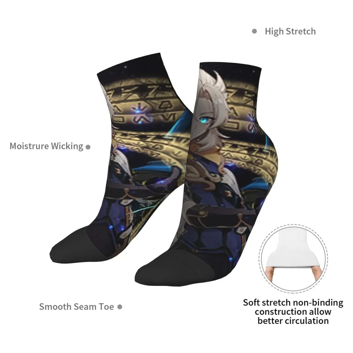 Genshin Impact Albedo Socks Harajuku Super Soft Stockings All Season Socks Accessories for Man's Woman's Gifts