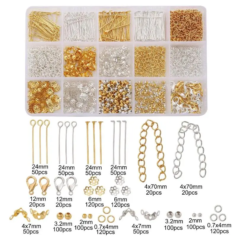 1260-teiliges Set für die Schmuckherstellung, Starter-Kit für Ohrringe, Halsketten, Bastelmaterial, DIY-Perlen, Schmuckzubehör, geeignet für Erwachsene und Anfänger. – Detail 3