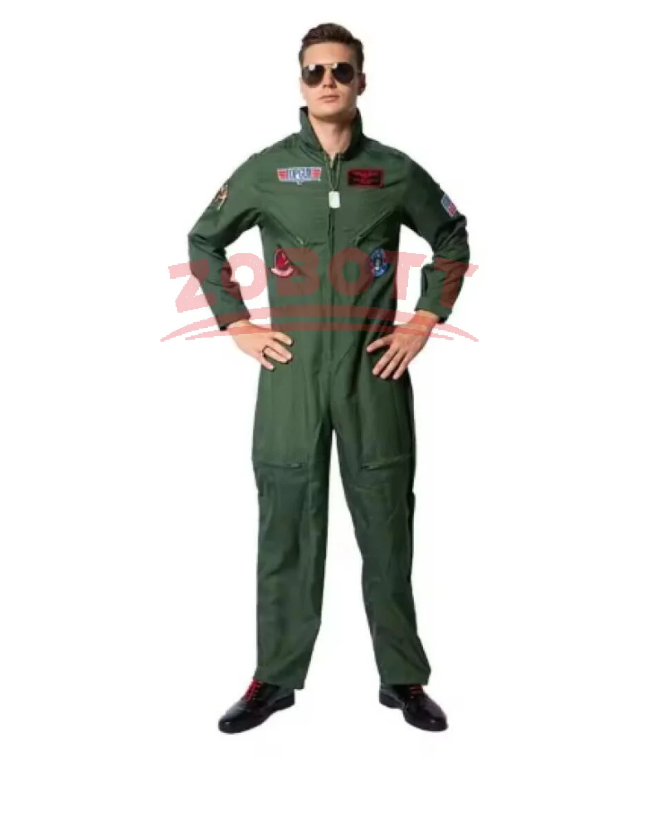 

Косплей из фильма Top Gun, униформа американских ВВС, костюмы на Хэллоуин для мужчин, армейский зеленый военный комбинезон пилота для взрослых, астронавт
