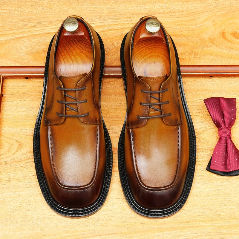 

Danielwolf 68917 Men's Business Formal round Toe Leather Shoes Genuine Cowhide Leather British Style Casual Wedding Groom Shoes