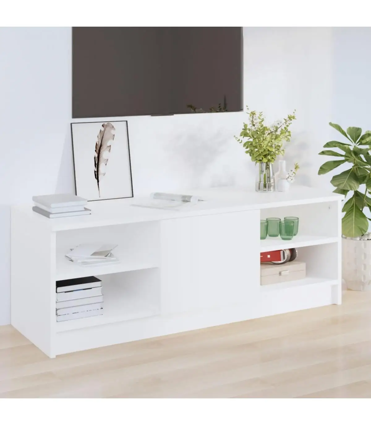 Furniture TV furniture white plywood 102x35,5x36,5 cm