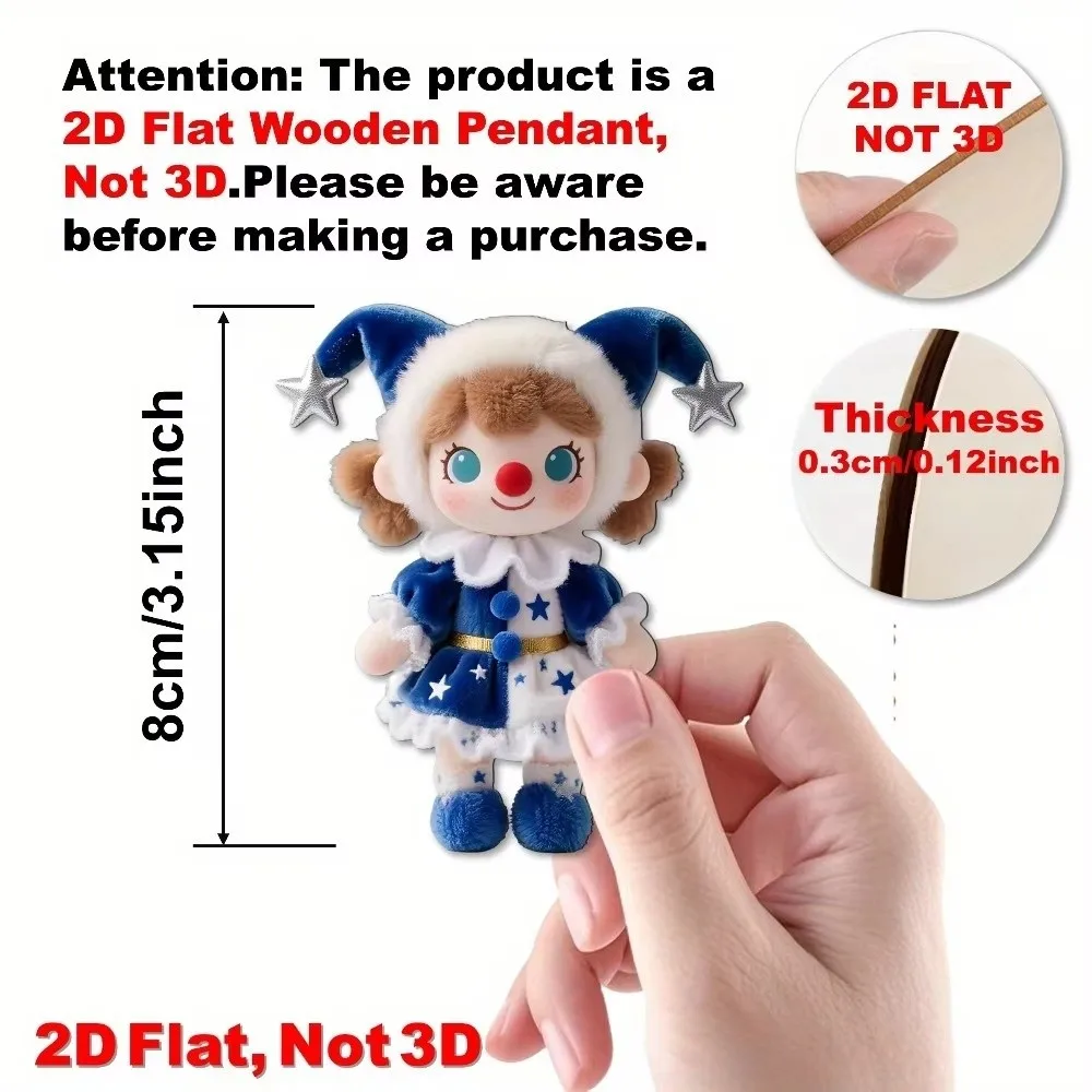 12 قطعة من زينة دمية عيد الميلاد الملونة، زخرفة شجرة عيد الميلاد الخشبية المصنوعة يدويًا، تصميم تقليدي مسطح 2D #6