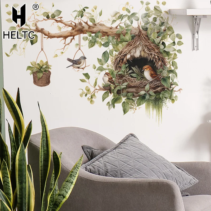 Large Size Wall Stickers For Living Room Bedroom Decoration Chinese Style Tree Branches Bird Wall Decals Self Adhesive Wallpaper