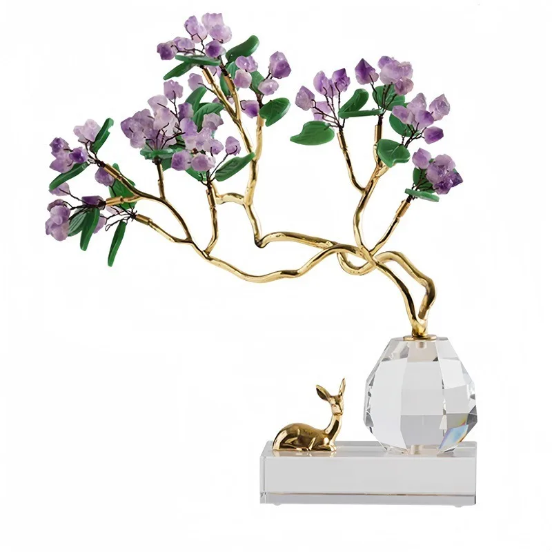 Delicate Purple Crystal and Metal Accents: A fusion of elegance and prosperity symbolism -- elevate your space