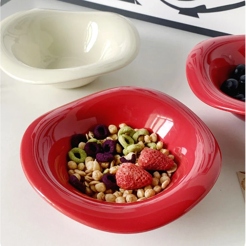 

Salad Bowl Ceramic Cream Style Afternoon Tea Dessert Fruit Cafe Tableware Design White Ceramic Bowl Copo Stanley Original