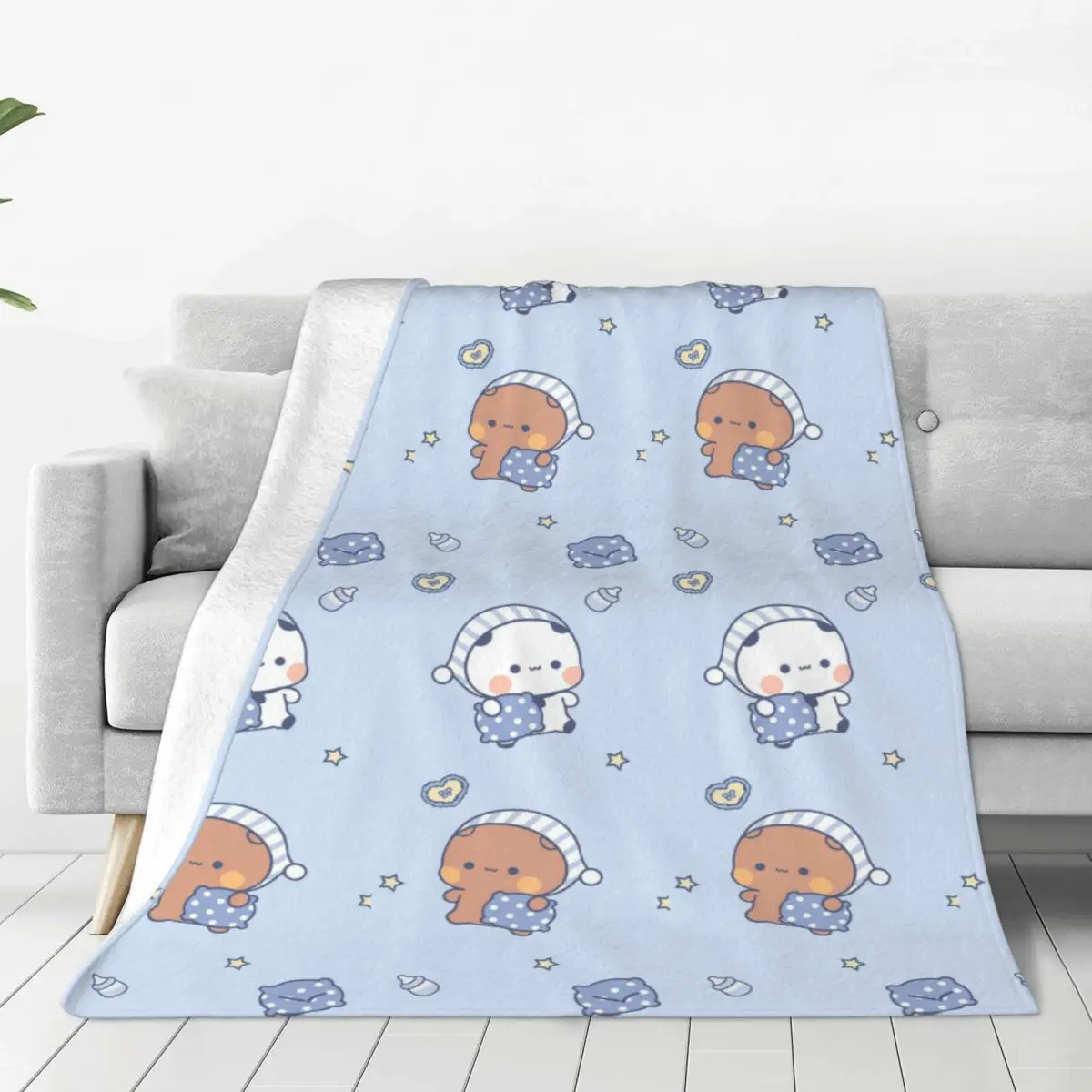 Custom Funny Bubu And Dudu Blanket Soft Fleece Spring Autumn Warm Flannel Throw Blankets for Sofa Travel Bedroom Bedspread
