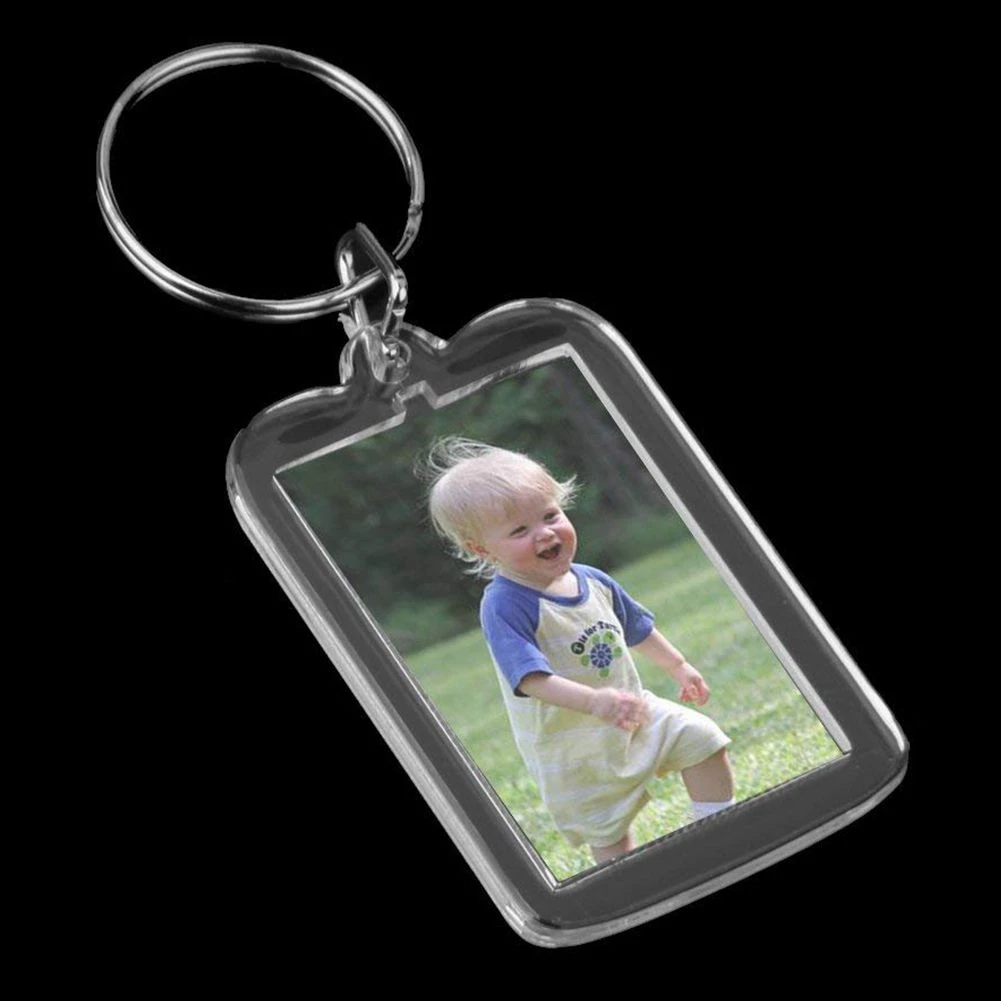 NEW-Lot Of 20Pcs Keyring DIY Detachable White Rectangle Photo Frame Keyring 3.3X5cm