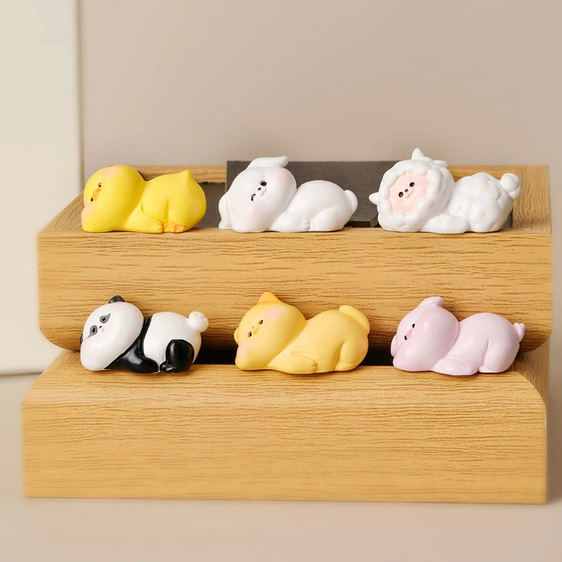1Pc Cartoon Cute Bear Rabbit Cat Dog Duck Animal Figurines Miniature Desktop Car Ornament for DIY Decor Crafts Gifts