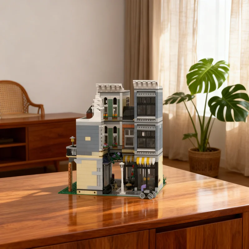 

3096 деталей MOC: Модульная модель уличного пейзажа с перевернутыми улицами, конструктор, креативный подарок, декор для демонстрации, премиум-класс для взрослых