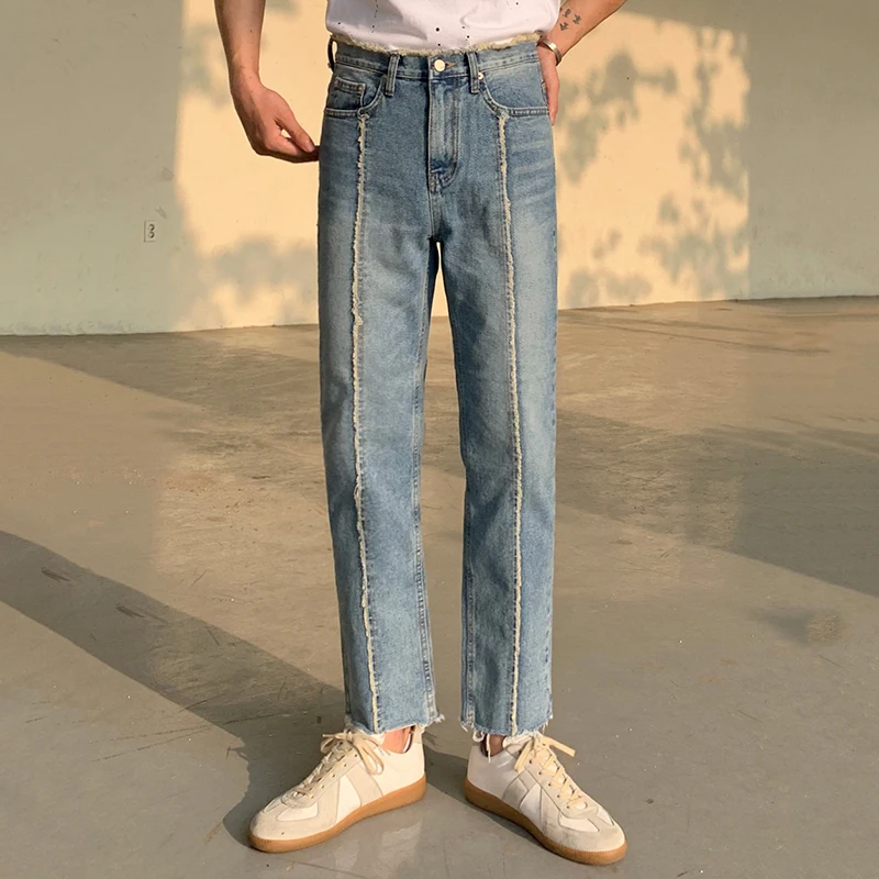 

2022 Spring Autumn Men Fashion Full Length Blue Pants Jeans Male Casual Straight Loose Pants Men New Denim Pants Clothes C38