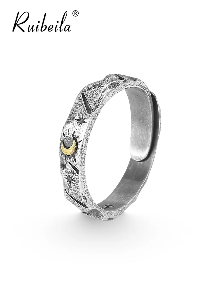 

Ruibeila original star Moon Star Star Shooting Star ring s990 Sterling Silver couple ring men women Valentine gift