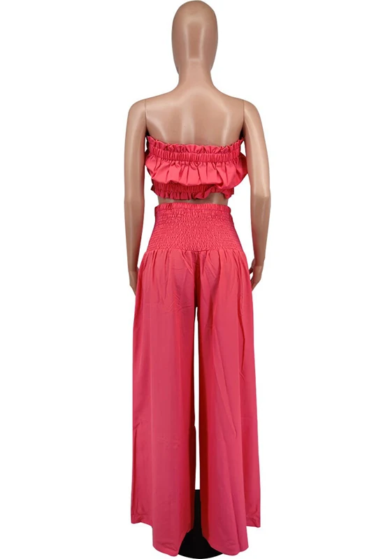 Modische 2-teilige Sets Damenkleidung Sommer Lässig Elegant Tube Top und Weite Hose Anzug Passendes Zweiteiler-Outfit – Detail 9
