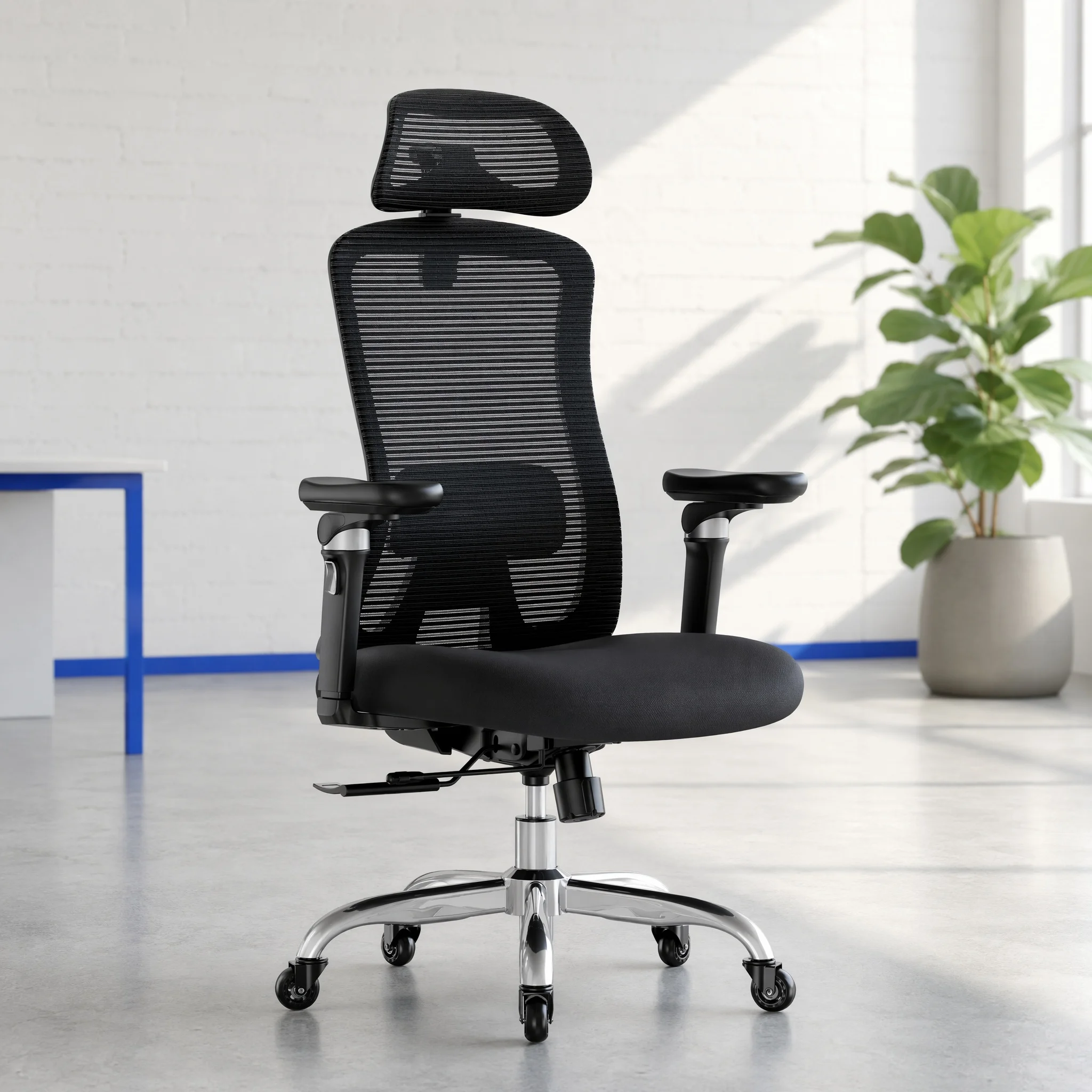 Ergonomic Office Chair with 6D Armrests, Ergonomic Chair with 3D Adjustable Headrest, Slide Seat, Lumbar Support, and 4-Position Tilt Lock – Big and Tall Office Chair with 330 lbs