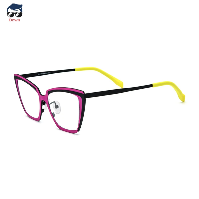 

Модные оправы для очков «кошачий глаз» из чистого титана для женщин и мужчин, элитные роскошные дизайнерские красочные ультралегкие очки по рецепту