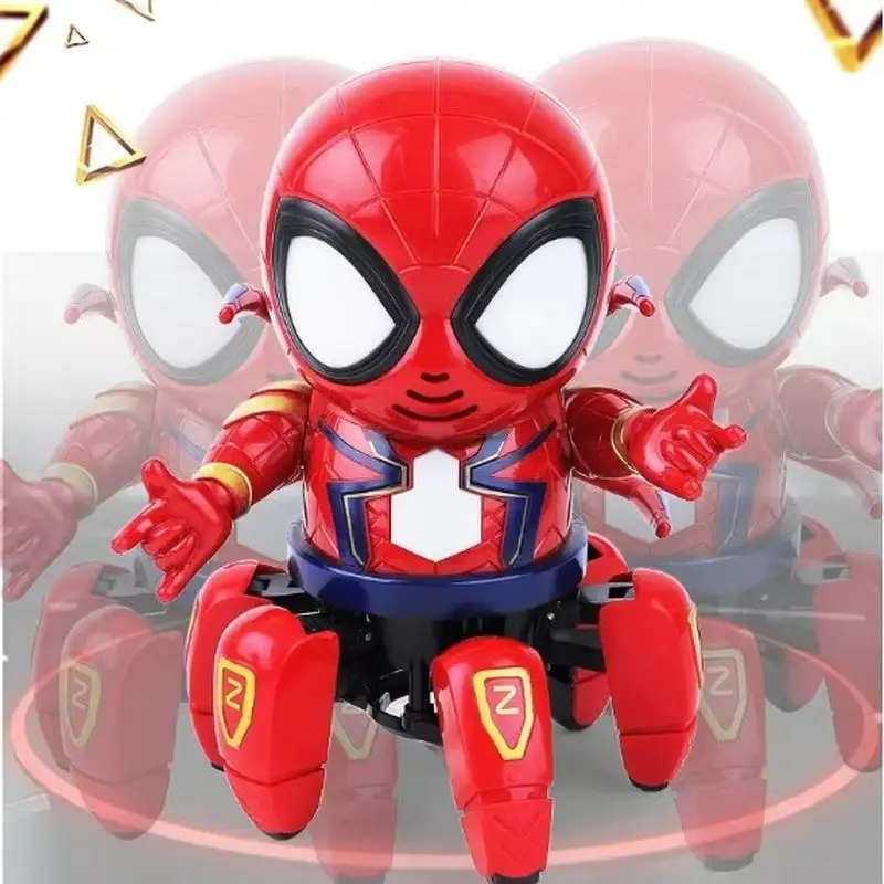 Spider-Man Robot Zabawki Śpiewające i tańczące Światła Muzyka Elektryczny pająk z sześcioma pazurami Robot Stragany Gorąca sprzedaż Zabawki dla dzieci dla dzieci