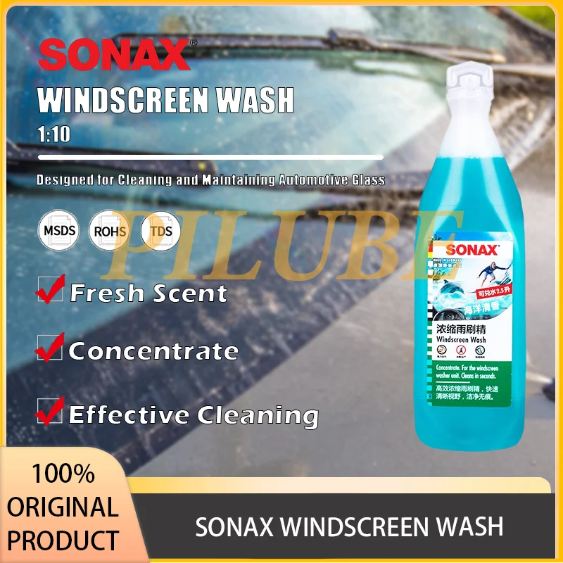 SONAX Lavado de parabrisas 1:10 Líquido limpiaparabrisas concentrado para una limpieza efectiva y mantenimiento del automóvil Producto original