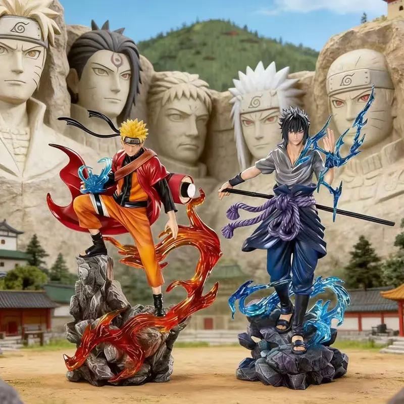 23cm Naruto Anime Figur Uzumaki Naruto Uchiha Sasuke Actionfigur PVC-Statue Desktop-Ornament Sammlerstück Geschenk