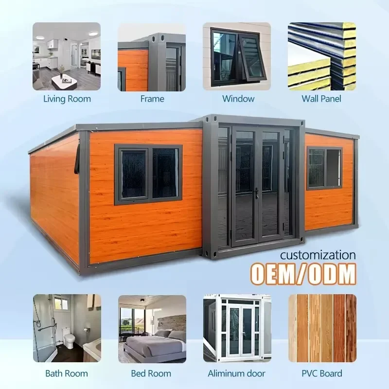 Ready Made 20Ft 40Ft Luxury Modern Prefab Villa Shipping Portable Expandable Container House 1-3Bedroom Mobile Tiny Home