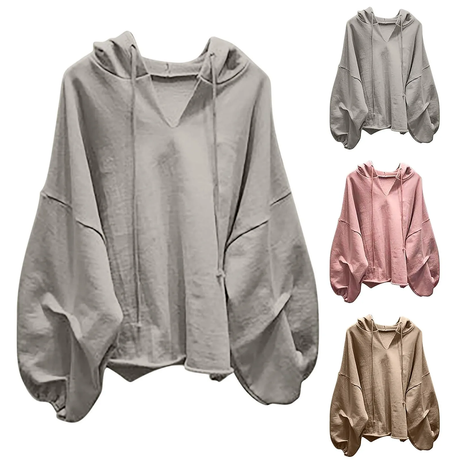 

Basic V-Neck T Shirt Women Loose Oversized Pullover Chic Cusual Tees Female Tops Girl Clothing Long Sleeve Pullover Casual