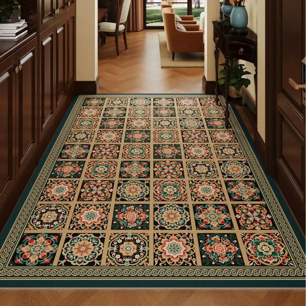 VIKAMA BOHO Vintage-Style Indoor Rug For Entrance American Retro Style 2026 New Model Living Room Entrance Foot Mat Home Decor