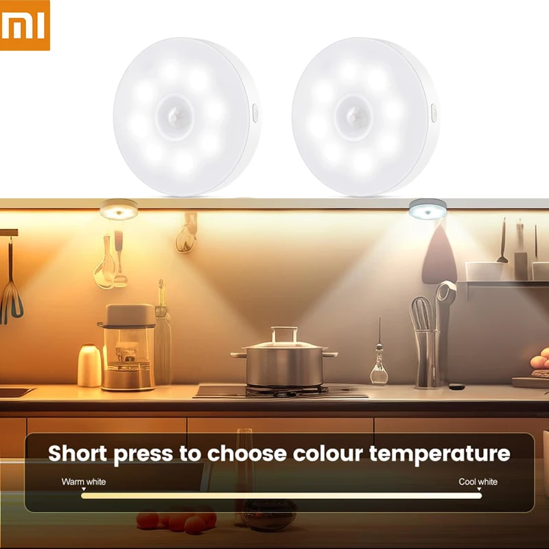 

Xiaomi LED Night Light With Motion Sensor USB Rechargeable With 1000mAh Battery Lamp Wireless For Kitchen Cabinet Stairs Light