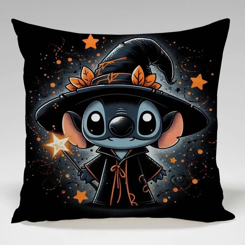 Halloween Cute Stitch Square Pillow Case Disney Lilo & Stitch Home Living Room Sofa Cushion Cover Birthday Party Decoration Gift