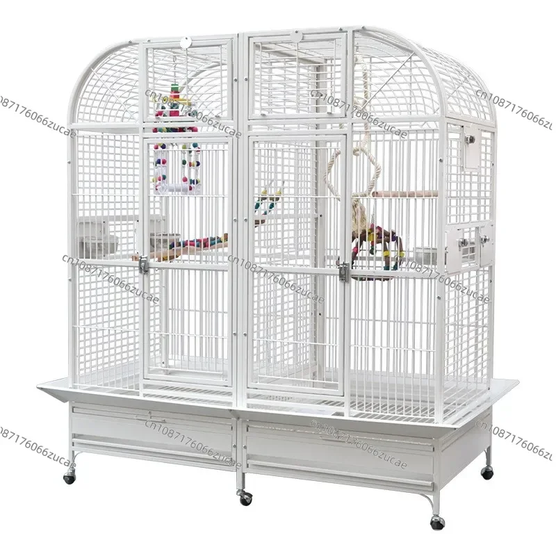 Horizontal Sliding Iron Large Bird Cages Collapsible Easy Shipping Birdcage for Parrot Comfortable Stainless Steel Wire Cage