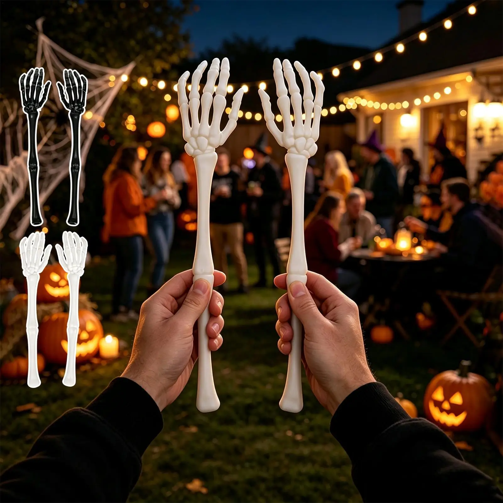 Halloween Skeleton Salad Tongs Skull Arms Kitchen Utensil Heat Resistant Serving Clips Party Buffet Restaurant Home Bar BBQ