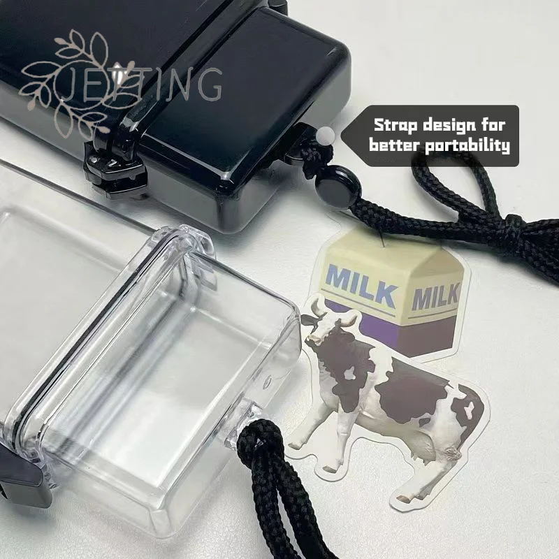 Hot Transparent Storage Box Photocard Holder With Rope Waterproof Card Case Outdoor Square Dustproof Box Photo Storage Box