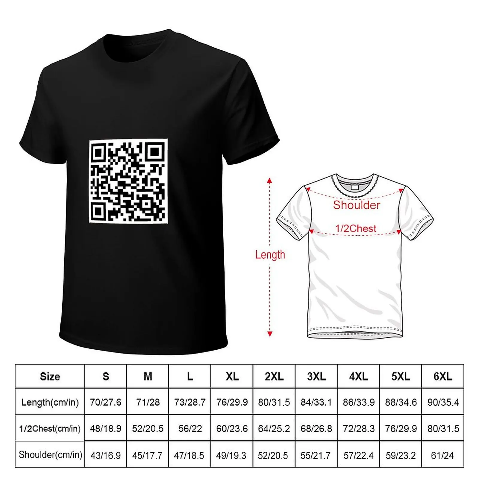 Never Gonna Give You Up Rickroll QR code T-Shirt Plus Size Basic Cotton T-Shirt view 2