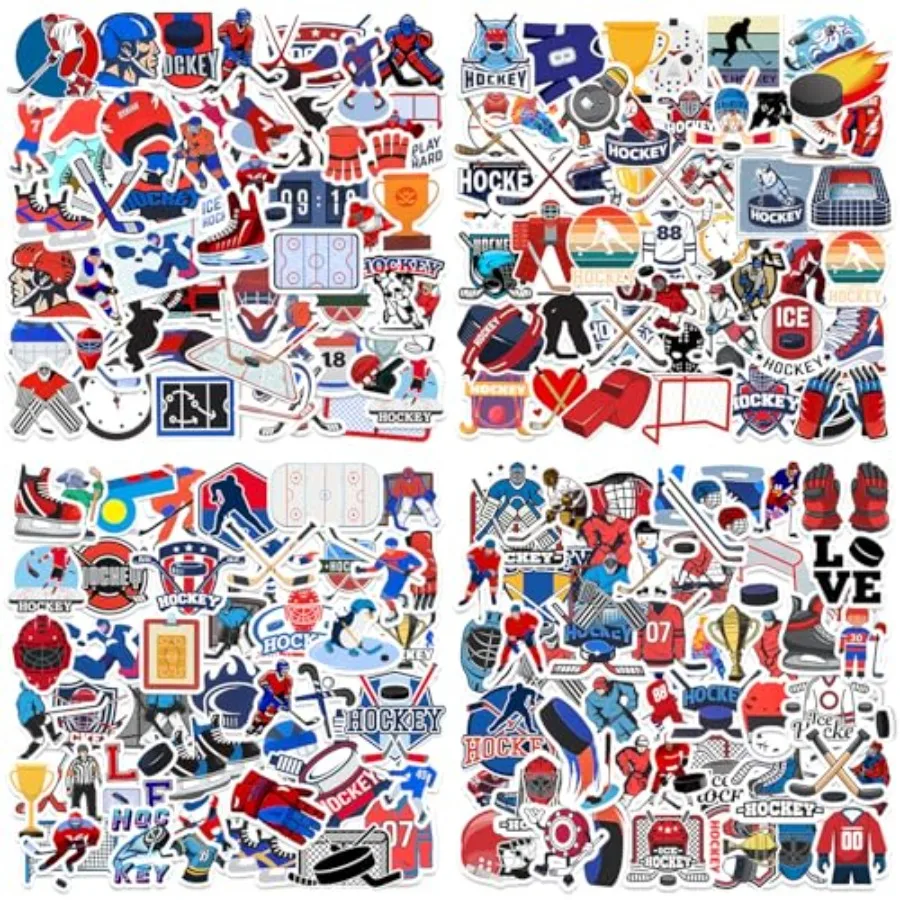 

200 Pcs Ice Hockey Stickers, Hockey Party Favors Supplies Birthday Decorations Gifts Waterproof Vinyl Sports Stickers for Water